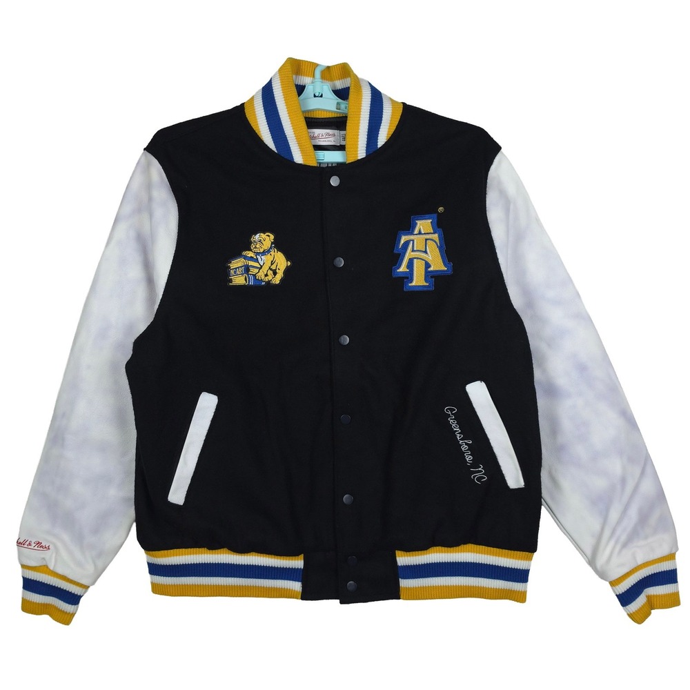 NC A&T Aggies Mitchell & Ness HBCU Large Letterman Jacket Black New **DEFECT**
